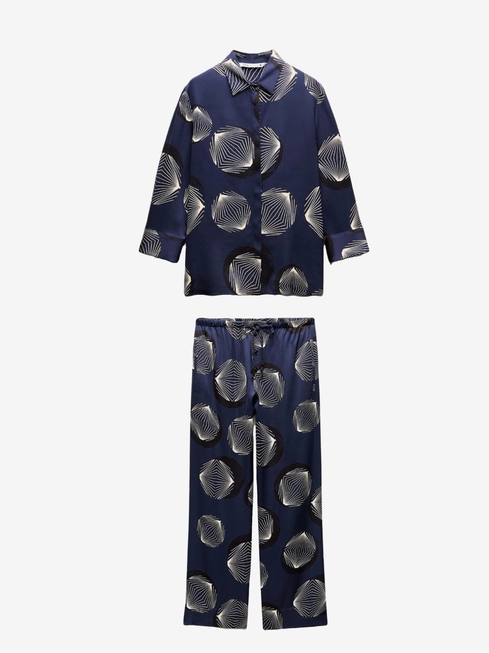 Zara Navy Blue Printed Women's Pajama Set